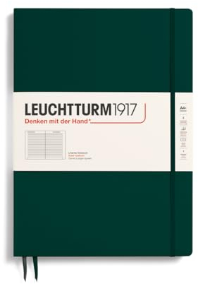 LEUCHTTURM1917 370273 Notizbuch Master Slim (A4+), Hardcover, 123 nummerierte Seiten, Forest Green, liniert