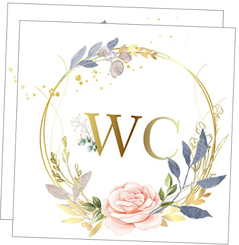 BESTonZON 2 Pièces sticker mural wc décoration murale de porte de toilette panneau wc autocollant etiquette autocollante décor végétal panneau de toilettes pour la maison lettre