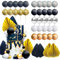 JeVenis Black Gold Balls Cake Decoration Gold Leaves Cake Decoration Black Cake Topper for Birthday Wedding Baby Shower Bridal Shower