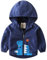 linboo Veste de printemps pour bébé garçon - Coupe-vent - Avec capuche - Veste demi-saison - Coupe-vent - Veste d'automne, bleu, 86-92