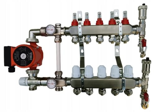 Heating-Install, set di regolazione fissa per riscaldamento a pavimento, gruppo di miscelazione, gruppo di controllo della temperatura, distributore di riscaldamento, pompa di circolazione IBO, gruppo