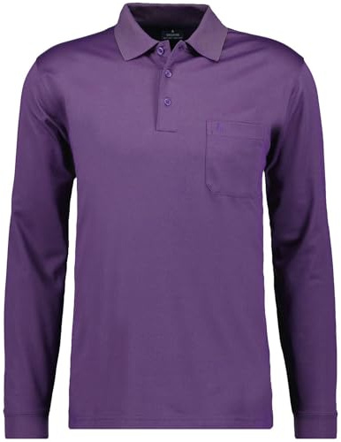 RAGMAN Herren Softknit-Polo mit Brusttasche, Langarm Flieder-042, XL