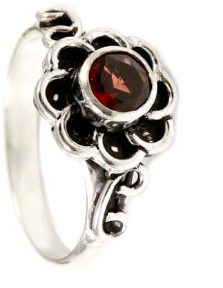 JEWELSTREZORO Granat facettiert Edelstein Bandring 925 Sterling Silber Ring Herren & Damen Bandring Geschenkartikel Handgefertigter Schmuck TSR162J_51 (16.2)