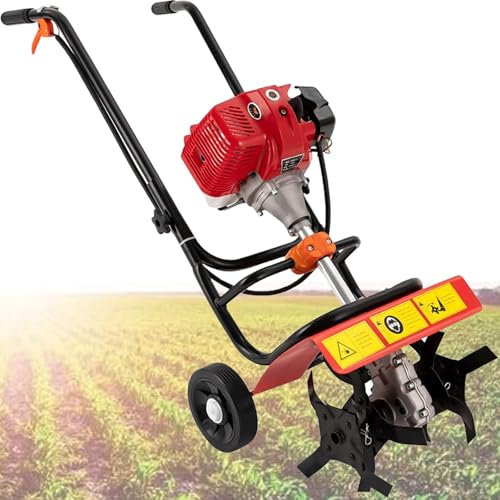 ylpddmm Motozappa per Orto,1.9KW Timone Motore per Coltivatore, 2 Tempi da 52cc Motocoltivatore Zappatrice Gas Benzina,Piccole Dimensioni Motobinosa Benzina