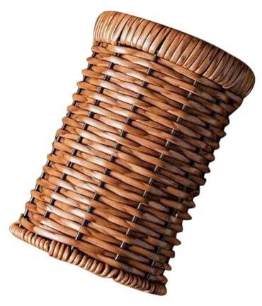 VONCYKI Rattan Pencil Holder Wicker Flatware Organizer Hand Woven Seagrass Cutlery Holder Kitchen Utensil Container Small Trash Can