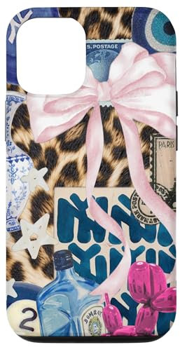 iPhone 12/12 Pro Blue Coquette Pink Bow Preppy Collage Scrapbook School Girl Case