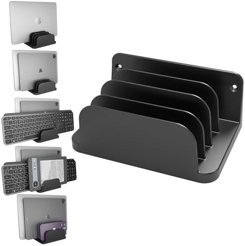 sciuU Support Mural Universel pour 4 Appareils – pour Tablette/Ordinateur Portable Fin/Smartphones/Liseuses – Support Compatible avec iPad iPhone Samsung Surface Huawei Xiaomi Lenovo