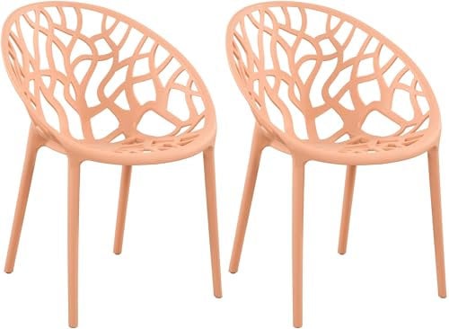 CLP 2er Set Gartenstühle Hope Kunststoff I Stapelstühle wetterfest und UV-beständig I Outdoorstühle pflegeleicht I Sessel für draußen, Farbe:pfirsich