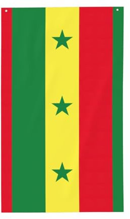 Drapeau du Sénégal - Décoration extérieure - 0,9 x 1,5 m - Pour décoration extérieure, jardin, terrasse