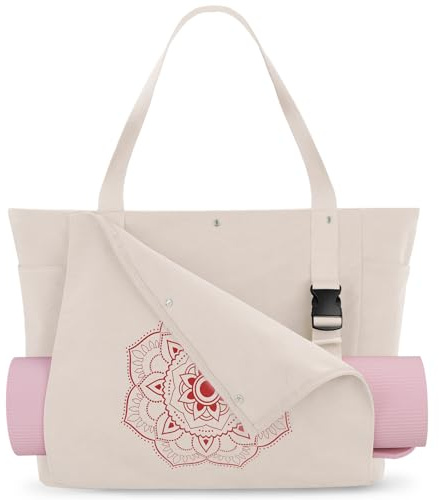 Gonex Yoga Tasche für Damen aus Canvas, Pilates Gym Tasche mit Mattenhalter | Frontöffnung für schnellen Zugriff, strapazierfähige Baumwollcanvas, waschbar, Flaschenhalter & Taschen, Yoga Fitness Reise
