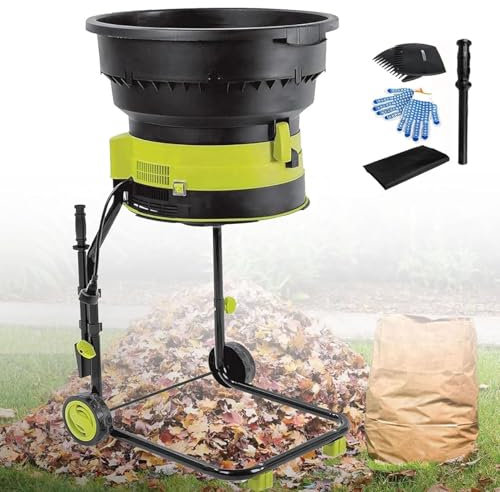 Biotrituratore Elettrico Tritafoglie,Potenza 2500W Trituratore Foglie,trituratore elettrico per foglie con rapporto di riduzione 17:1,54cm Ampia apertura dell'imbuto,30mpowercord