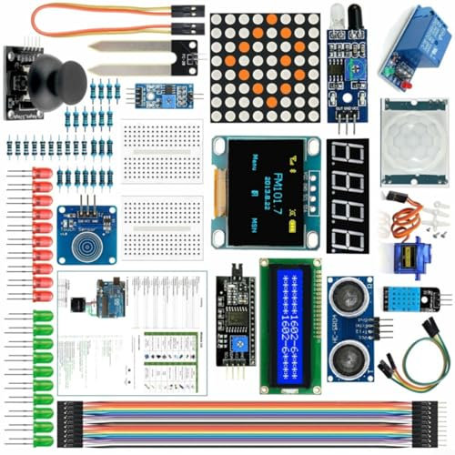 Enthusiast Kit for NANO V3.0 MEGA 2560 328-85pcs Set Including OLED & LCD Displays, Sensors, Relay Module & Breadboard Components