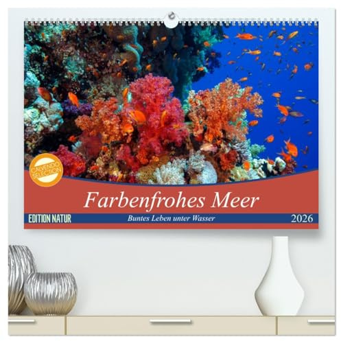 Farbenfrohes Meer (hochwertiger Premium Wandkalender 2026 DIN A2 quer), Kunstdruck in Hochglanz: Buntes Leben unter Wasser (CALVENDO Natur)
