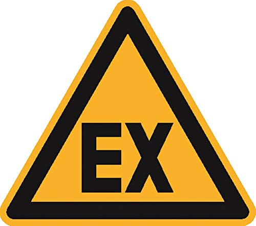 Betriebsausstattung24 Warnschild Warnung vor explosionsfähiger Atmosphäre - PVC-Folie, selbstklebend - 10,0 cm Seitenlänge (Dreieck) - Symbol D-W021