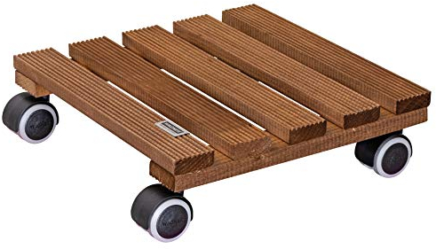 WAGNER Pflanzenroller Country 28 x 28 x 8 cm I Blumenroller für den Innenbereich I Rutschsicheres Rollbrett I Kübelroller aus FSC® Massivholz, palisander I Tragkraft 100 kg I Made in EU - 20020301