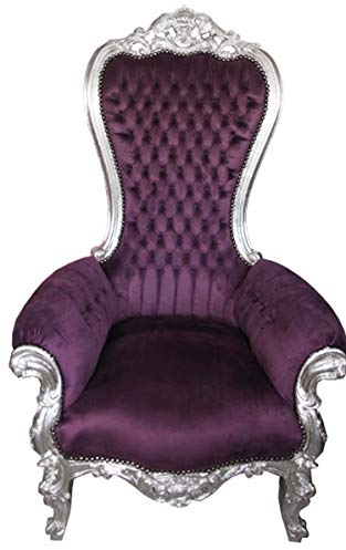 Casa Padrino Barock Thron Sessel Majestic Medium Lila/Silber - Riesensessel - Thron Stuhl Tron