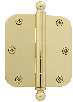 Grandeur Hardware 809001 3.5 Ball Tip Residential Hinge with 5/8 Radius Corners, 3.5 x 3.5, Unlacquered Brass