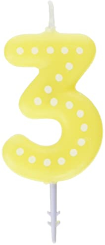 Amscan 9900913 - Zahlenkerze 3, Höhe 6,5 cm, farblich sortiert, Tortenkerze, Kuchenkerze, Geburtstag, Dekoration