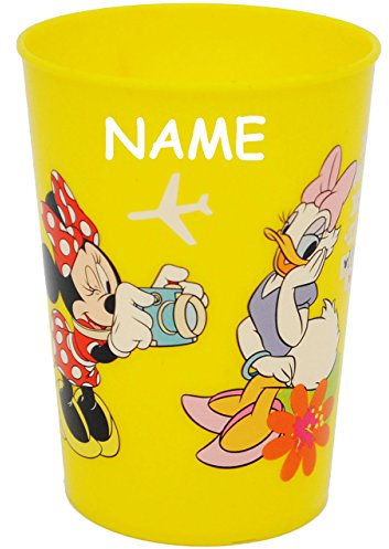 alles-meine.de GmbH 1 Stück 3 in 1 - Trinkbecher/Zahnputzbecher/Malbecher - Becher - Minnie Maus - GELB - incl. Name - 280 ml - Trinkglas aus Kunststoff Plastik - für K..