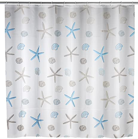 WENKO Cortina baño 180x200 Bella Mare PEVA, Poliestere, Multicolore, 18x3.5x37.5 cm