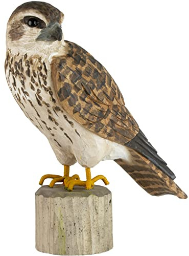 WILDLIFEGARDEN WG462 DecoBird Merlin - Handgeschnitzter Dekorative Vogel aus Holz - Große Europäische Vögel