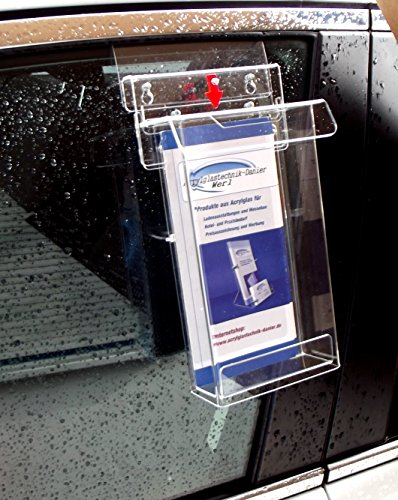 Flyerbox DIN LANG und 1/3A4 für Autoscheiben mit Hinweispfeil