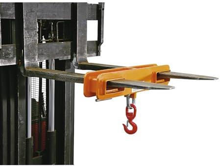 kaiserkraft | Lasthaken für 2 Gabelzinken | Tragfähigkeit 1 t | lackiert | orange RAL 2000