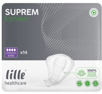 Lille Suprem For Men Disposable Small Shaped Pads, Breathable, Anatomic Shape, Highly Absorbent, Extra, 650mls