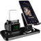 AICase Supporto tablet, supporto per Airpods, supporto per orologio, supporto telefono, 3 in 1 stazione di ricarica per Apple Watch Series 5/4/3/2/1, supporto per iPad 12.9 (nero scuro)