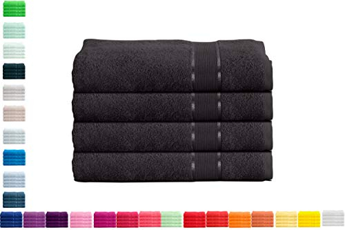 Mixibaby 4er Handtuchset Handtuch Handtücher 50cm x 100cm Frottee 100% Baumwolle 500g/qm, Farbe:Schwarz