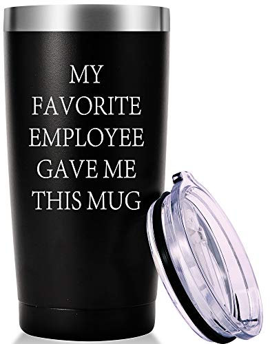 Taza de viaje My Favorite Employee Gave Me This Travel Mug Tumbler.Boss Day Gifts Office Gifts.Moving Appreciation Retirement Birthday Christmas Gifts for Men Women Boss Lady (20 oz Negro)