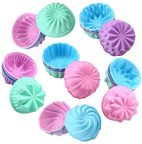 To encounter Silicone Cupcake Baking Cups, Food Grade Non-Stick Silicone Muffin Liners, Reusable 3 Inch Silicone Molds, 6 Shapes Pack of 24