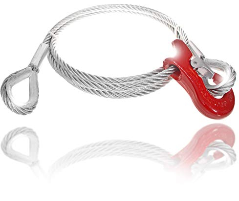 Drahtseile24 Chokerseil mit Kauschen, Rückeseil – Forstseil mit Seil Gleithaken | 10mm – 16mm | 0,5m – 50m | Ø10mm / 1.000kg Nutzlast | 30m