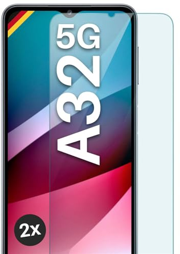 moex Schutzfolie für Samsung Galaxy A32 5G Glas 9H Härte, gehärtetes Schutzglas, Panzer Schutz Glas Displayschutz Folie, kompatibel mit jeder Handy Hülle, ShockProtect 2 Stück