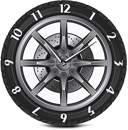 Huante personnalisable son de garage, service de réparation de voitures, garage, horloge murale acrylique, roue de pneu, horloge automatique, mécanique, décoration d'atelier d'automobiles.