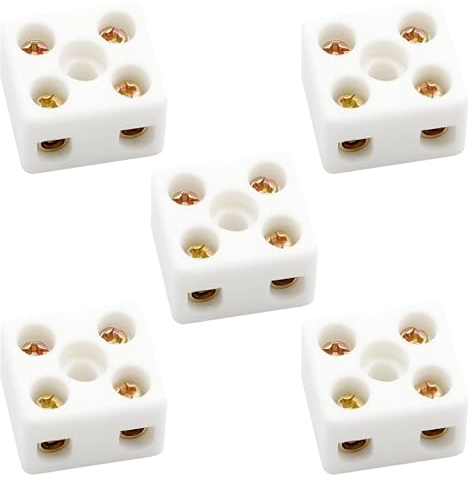 Tyenaza Morsetto in Ceramica, 5 pezzi 2 Posizioni 5 fori Morsetto Ceramico, Morsettiera Ceramica Morsetti Ceramici Connettore per Cavi di Alta Qualità Morsettiera per Cablaggio in Ceramica