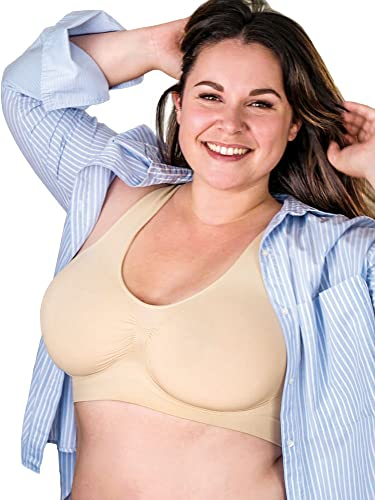 Plumpy Reggiseno Taglie Forti, Comodo, Senza Chiusure, Senza Ferretti, Senza Cuciture. Ampio Sottoseno da 83 Fino a 140cm (Beige, XXL)