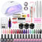 COSCELIA 20pcs kit uv ongle Complet Kit Vernis Gel Semi Permanent 80W UV/LED Lampe Poly Extension Gel 12W Ponceuse à Ongle Ponçage Accessoires Remover Pad Nail Art Débutants Kit Manucure