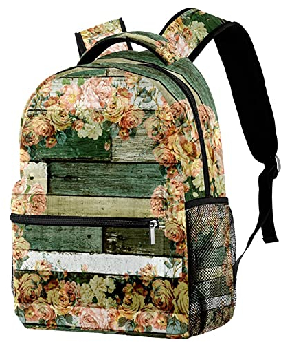 Sac à dos de voyage Loisirs Campus, planche en bois murale vintage rétro rose avec porte-bouteille pour filles et garçons