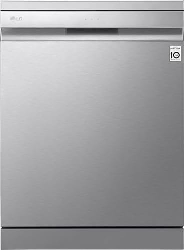 LG DF425HSS Lavastoviglie Libera Installazione, 14 Coperti, Wi-Fi con SmartThinQ, Sistema QuadWash a 4 Bracci Irroratori, Vapore TrueSteam, Motore Inverter Direct Drive, 60 x 85 x 60 cm - Noble Steel