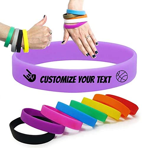 GSCSP Temeite Gummi-Armband, 100 % Silikon-Material, modisches und cooles Design, geeignet für alle Altersgruppen, Regenbogen-Silikonarmband, personalisiertes Armband (Farbe : Weiß), 21 cm, Gummi