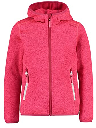 CMP, Knit Tech mélange fleece jacket with hood, GLOSS-FRAGOLA, 104, Gloss-Erdbeere