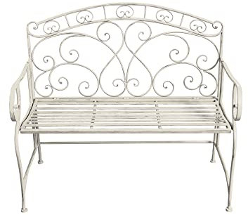 ASPECT Garden Bench, Metal, Antique White, 104(W) x55(D) x94(H) cm