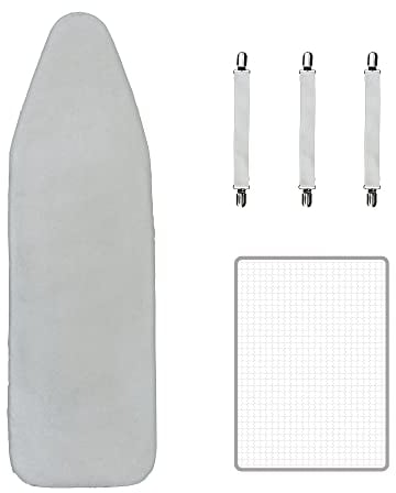 Maishijie Metallised Ironing Board Covers 135x45cm(53x18) With Thick 3mm Foam,Fit For 127x37cm (50x14.6) Ironing Board Max,Include 3 Fasteners and Protective Scorch Mesh Cloth