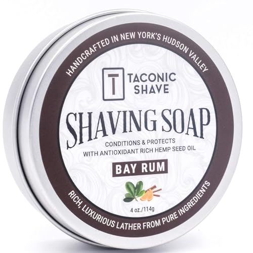 Taconic Shave Barbershop-Qualitäts-Rasierseife für Männer mit antioxidativ wirkenden Samenölen – feuchtigkeitsspendende Rasierseife für alle Hauttypen (Bay Rum)