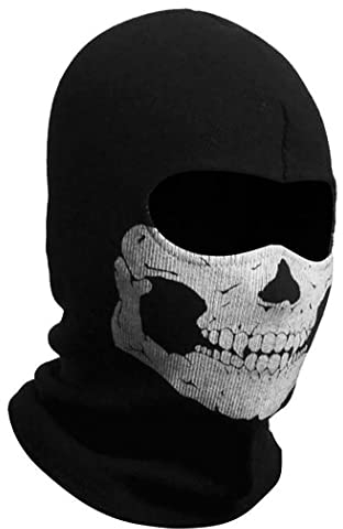 COD Ghost Mask Skull Balaclava MW2 Skeleton Costume Full Head Ski Snood Mask Knitted Windproof Warmer Headwear for Bike Skateboard Motorcycle Snowboard Outdoor Sport, Black