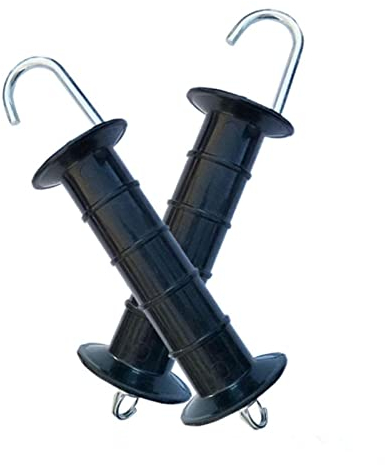 2 maniglie per cancello di recinzione, sicure elettriche, con molla per recinzione, resistenti, per giardino, stabili, colore nero