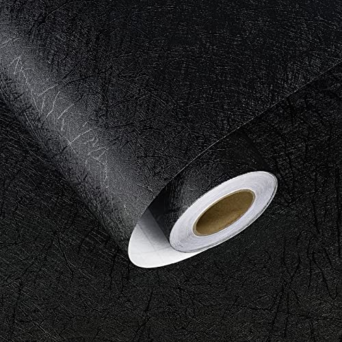 HotDecor Klebefolie Möbel Selbstklebende Tapete Schwarz Dekofolie Möbelfolie für Küchenschränke Wand Tapeten Wohnzimmer Küche Wasserdicht Klebefolie Schwarz Matt für Küchenarbeitsplatte 60cm X 300cm
