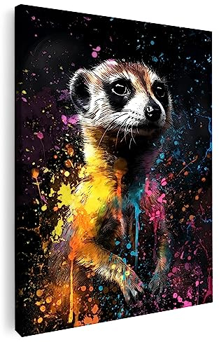 Artmazing | Erdmännchen Bild bunt | Poster & Kunstdrucke | Bild Erdmännchen | S-Art Bilder | Erdmännchenbilder Modern | Coole Wandbilder Wohnzimmer | Erdmännchen Bilder | Leinwand XXL | Bild hochkant