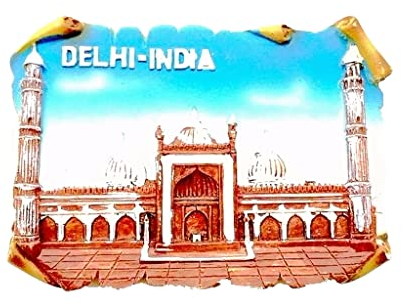 Magnet, Motiv: Jama-Moschee, Neu-Delhi, Indien, Küche, Kühlschrank, dekoriert